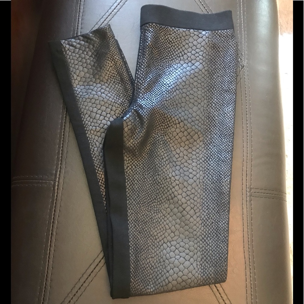 Olivaceous Black Crocodile Foil Faux Leather Leggings